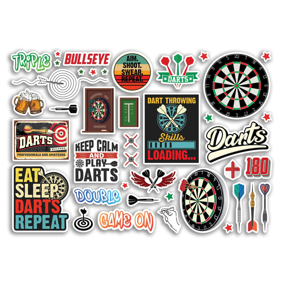 A4 Sticker Sheet Darts Vinyl Stickers - Player Club Pub Men Women Kids Sport Hobbies Hobby Travel Scrapbooking Journal Decor #81271 34213872