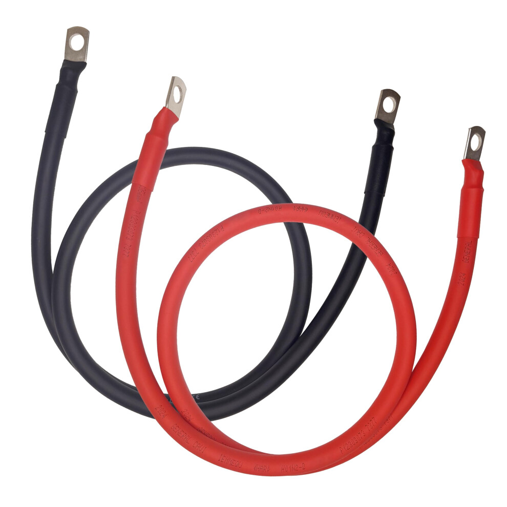 1M Battery Leads Set 2Pcs - 16Mmâ² (5Awg) - 12V, 24V, 48V Systems (Up To 100V) - Heavy Duty Rubber Cable - Battery/Inverter Cables For Vehicles, Rvs, 64385839