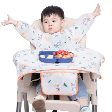 Bavaglini impermeabili per bambini piccoli, design a maniche lunghe, lavabili in lavatrice, tasca raccogli-cibo, chiusura antistrappo, velcro