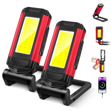 LED Rechargeable Work Light, Portable Magnetic Torch, 7 Lighting Modes, 1000 Lumen Inspection Lamp with 360 Rotating Stand and 240 Folding Hook for