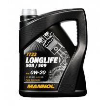 Mannol 5 Litre Longlife 508/509 0W-20 Engine Oil 7722 API SN Plus Premium Fully Synthetic