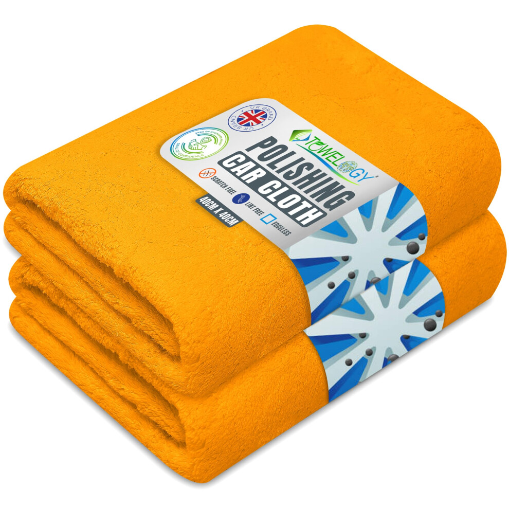 Towelogy G76 Premium Car Polishing Cloth Lint Free & Ultra Soft For Professional Buffing To Enhance Gloss 40X40cm (Orange) Orange 64206165