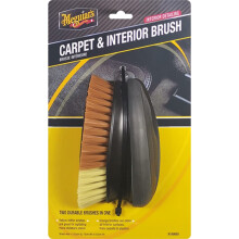 Meguiar's X1000EU Car Cleaning Carpet & Interior Brush. Stiff yellow bristles for stubborn stains. Soft orange bristles for carpets, fabrics & plasti