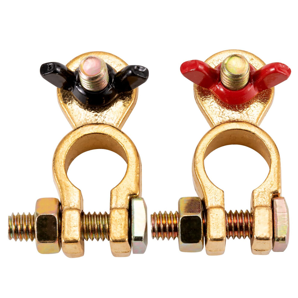 Czc Auto Battery Terminals 12V/24V Solid Brass Clamps Connectors With Colour Coded Wing Nuts, Quick Release For Rv Motorbike Car Truck Boat Caravan, 34279687