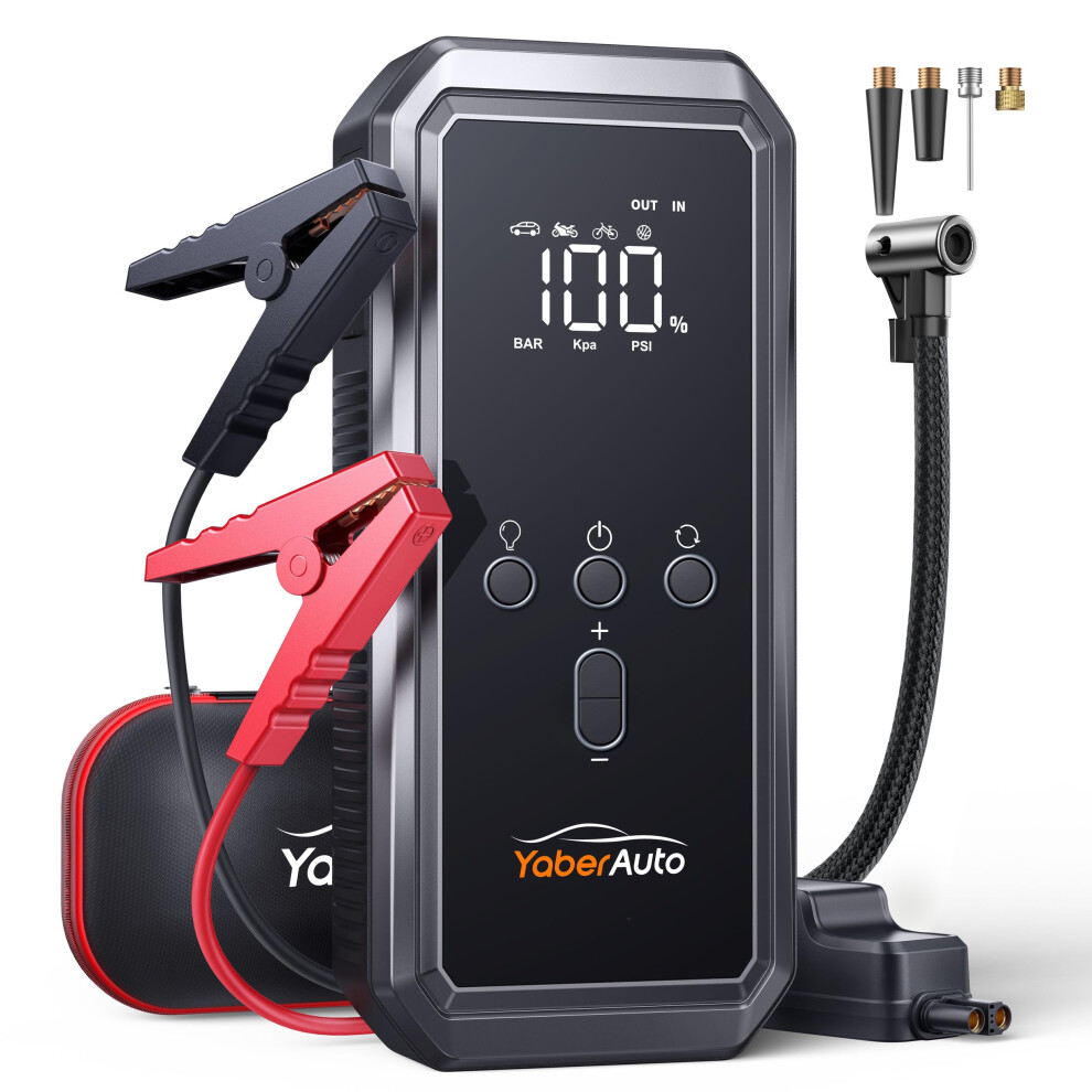 Yaberauto 5000A Jump Starter Power Pack 21800Mha With Air Compressor 150Psi, Car Battery Jump Starter Power Bank (9.0 Gas/8.0L Diesel/Hybrid), 12V Ca 12734214