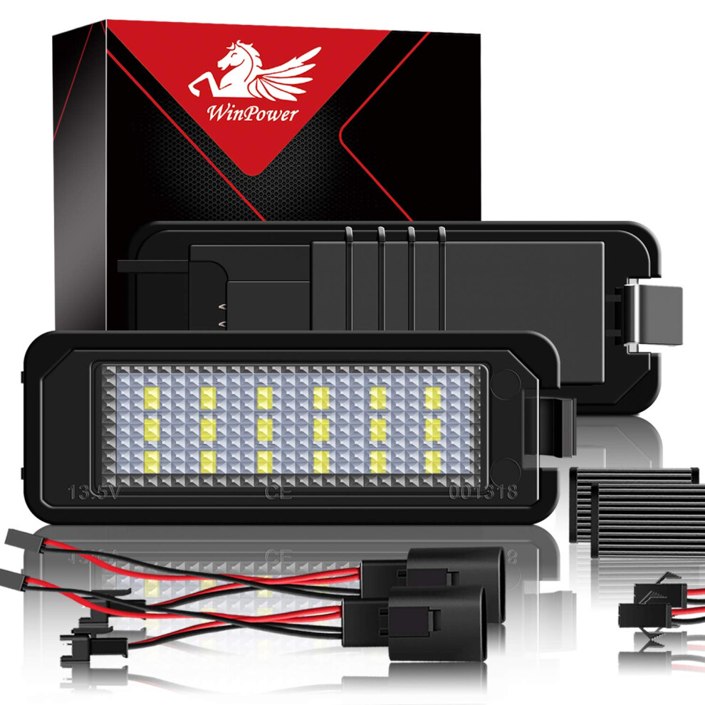Winpower Number Plate Lights Bulbs Led Rear License Plate Lamps 3582 Smd With Canbus Error Free 6000K Compatible With Passat B6 B7 B8 Cc Golf 4 White 42094074