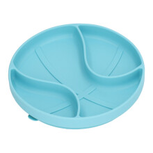 Piatto in silicone con ventosa e scomparti per bambini, senza BPA, antiscivolo, adatto al microonde e alla lavastoviglie, con base a ventosa per la