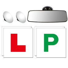 4-Piece Magnetic L&P Plates Set with 2 Blind Spot Mirrors for Cars and Driving Tests