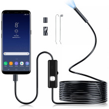 Gatphy Endoscope Inspection Camera 2M, 3 In1 USB Rigid Snake Camera with 8 Adjustable LED Light IP67 Waterproof Borescope Inspection Cameras for Smar