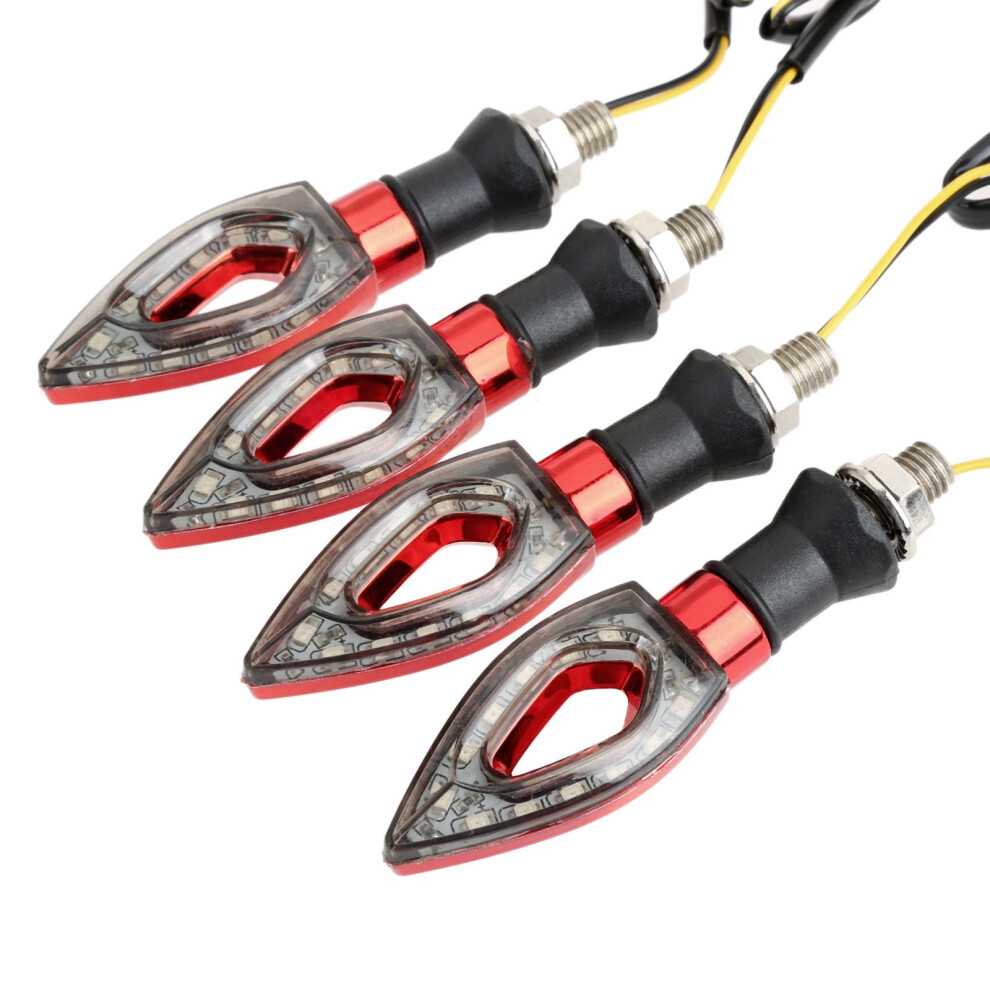 Muxsam 4 Pcs Motorcycle Led Turn Signal Universal Watertight Motorbike Turning Indicators, 12V Blinker Led Indicator,Daytime Runni Light/Amber 43700493