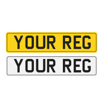 Premium UK Legal Car Number Plates Pair: Front & Rear Registration Plates for Cars, Lorries, Trucks - Under 10 Pounds, Durable Acrylic License Set