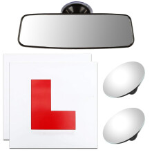 ADDLIVE L Plates Magnetic, 2PCS Fully Magnetic Car L Plates + Blind Spot Mirrors + Rear View Mirror for Driving Test & Lessons, Adjustable and Univer