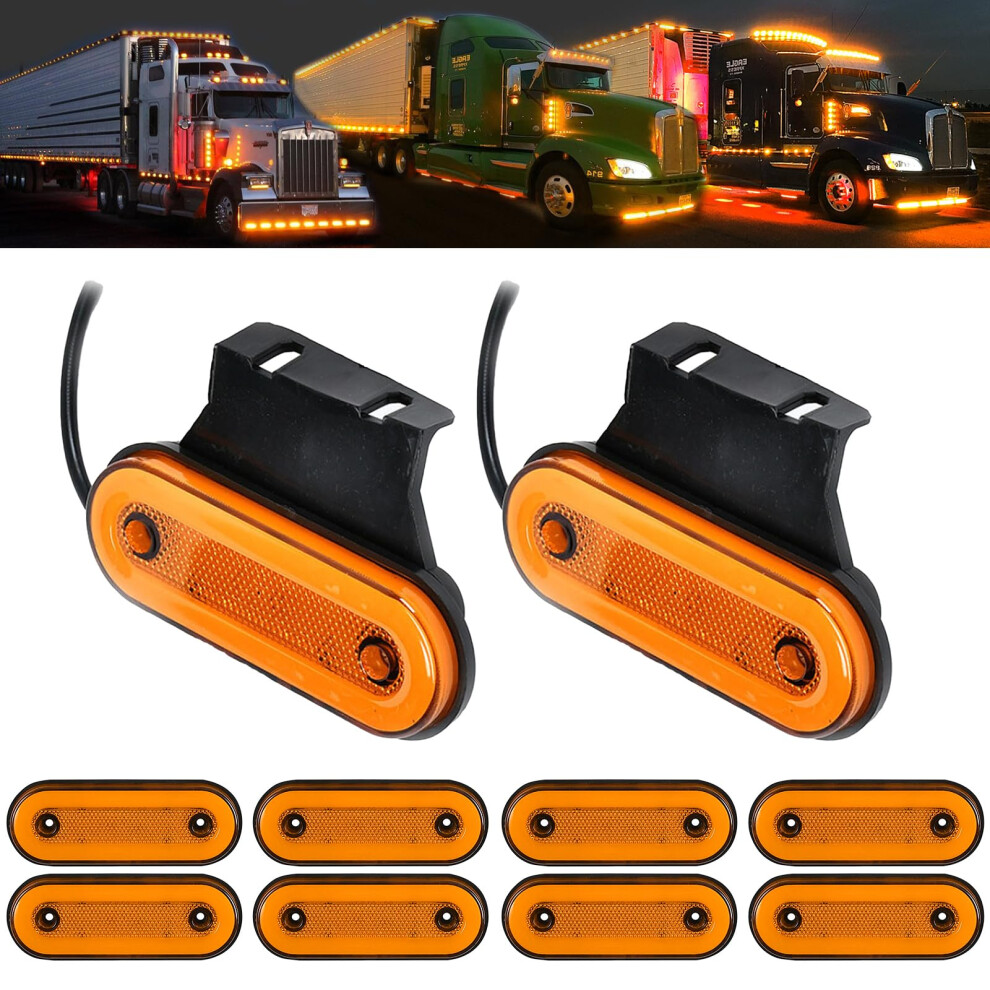 10Pcs Led Side Marker Lights With Support, 12-24V Clearance Lights For Truck, Trailer, Rv, Lorry, Camper Van, Caravan, Front & Rear Position Lamps 94920338