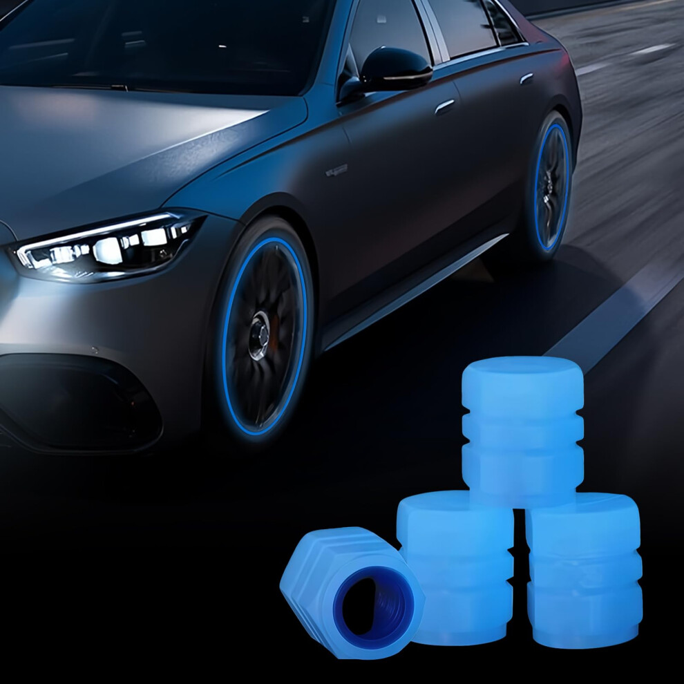 4Pcs Dust Caps For Car Tyres,Fluorescent Car Tyre Valve Caps,Luminous Tire Valve Cap,Glow In The Tire Valves Stem Cover,Universal Wheel Air Stem Dark 52831140