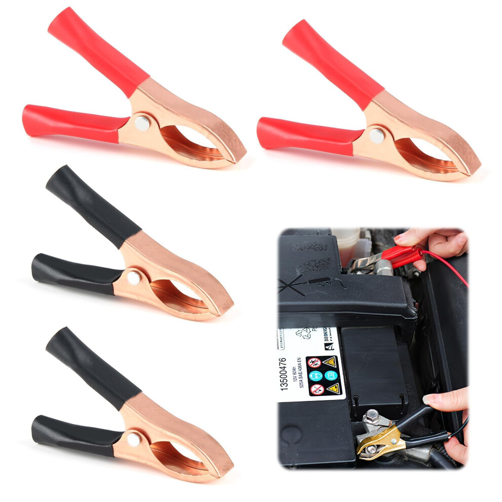Hioip 4 Pcs Crocodile Clips For Car Battery Charger, 70Mm Battery Clamps Heavy Duty Pure Copper 30A Crocodile Clamps Car Battery Alligator Clips Insu 94320626