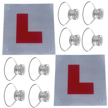 Magnetic L Plates for Car UK, Learner Plates Magnetic with 8 Suction Cups,L Plates Magnetic with 8 Suction Cups,Night Reflective Material,Reusable,Ea