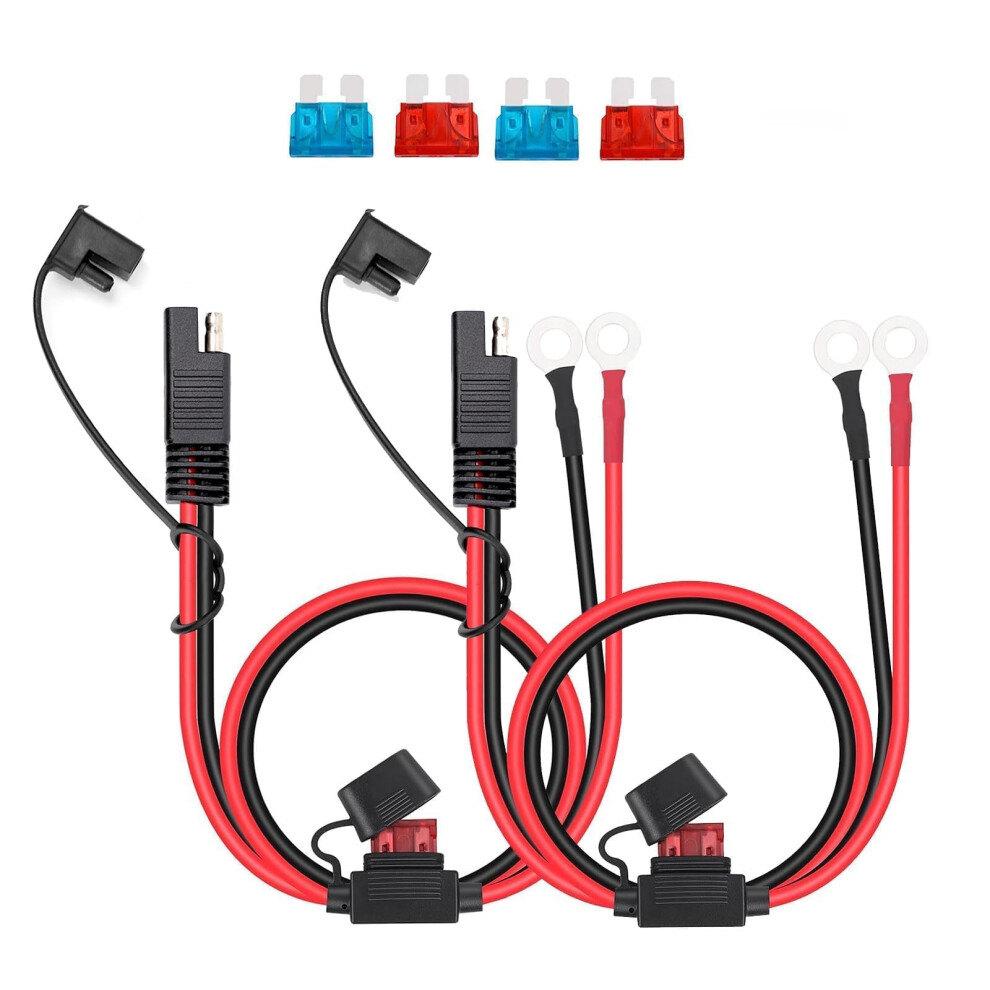 2 Pcs 16Awg Sae Battery Connector 2 Pins Quick Disconnect Sae Cable With O-Ring Terminal Harness For 12-24V 83977336