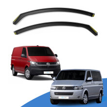 EdgeVisors Wind Deflectors | Fits: VW Transporter T5/T6/T6.1 (2003-2024) 2 Door Van 2pc Set | In-Channel Rain Guards for Wind, Rain & Sun Protection,