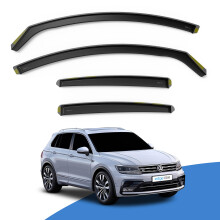 EdgeVisors Wind Deflectors | Fits: VW TIGUAN MK2 (2016-2023) 5 Door SUV 4pc Set | In-Channel Rain Guards for Wind, Rain & Sun Protection, Easy Instal