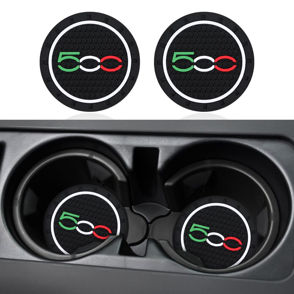 Oyddl 2Pcs Car Coaster Cup Holder Compatible With Fiat 500 500E 500C 500L 500X Accessories (6.8 Cm) 45017704