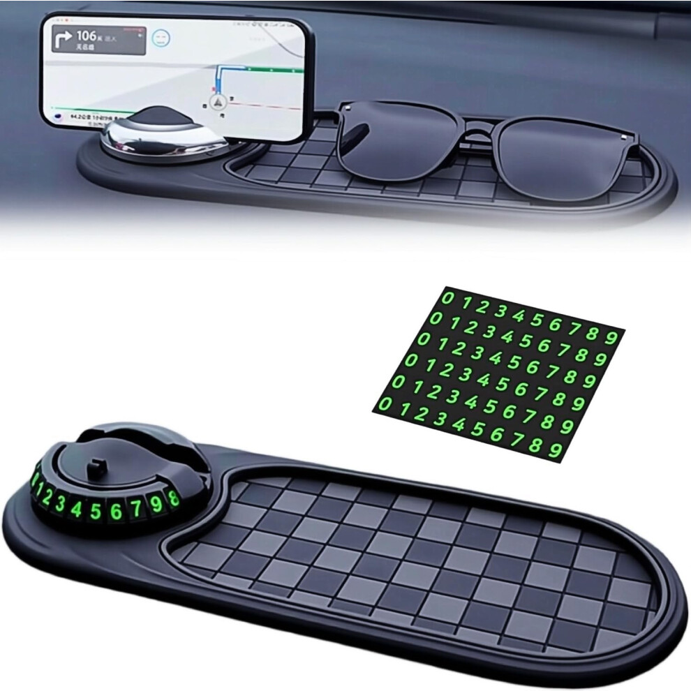 Car Anti Slip Mat Phone Holder, Dashboard Accessories, Multifunction 360 Rotationt Mobile Phone Holder, Car Gadgets With Temporary Parking Numbe Dis 13815677