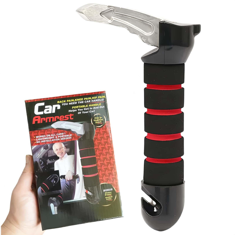 3-In-1 Car Door Assist Handle For Seniors Â Ergonomic, Portable & Durable Aluminium Transfer Aid For Safe Auto Entry & Emergency Access (Red) Red 43525560