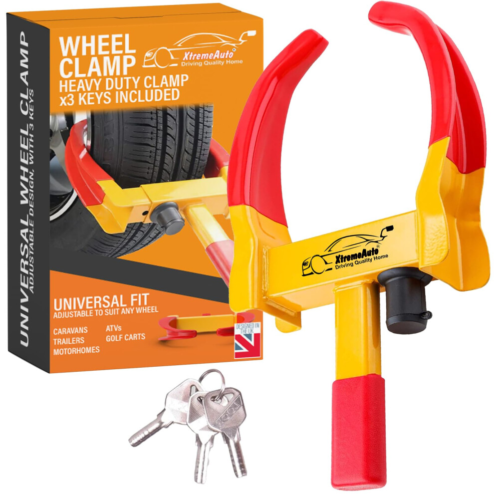 Xtremeauto Wheel Clamp Lock - Heavy Duty Car Wheel Lock, Fits 7-11" Width Tyres, Motorhome & Caravan Security 61158573