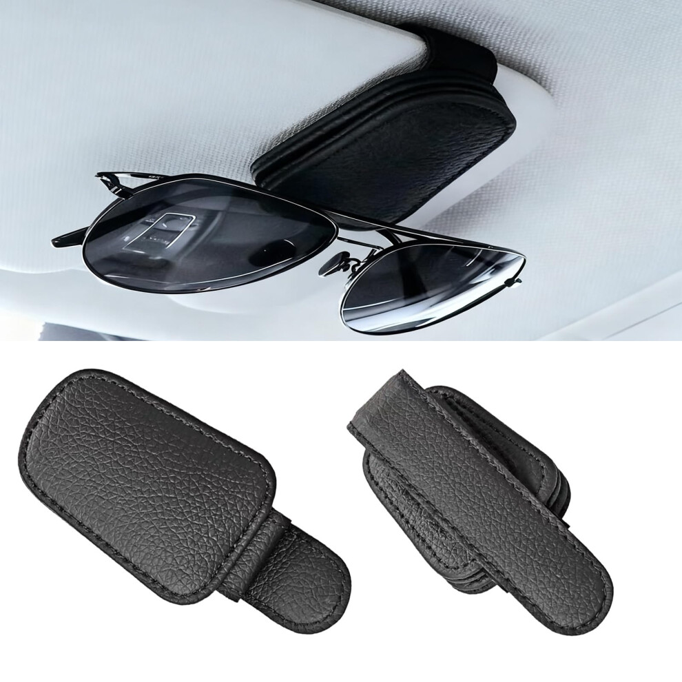 Inyohui Sunglasses Holder For Car Sun Visor, Magnetic Leather Eyeglass Holder Sunglasses Clip And Ticket Card Clip Car Sunglasses Holder Visor Access 60478351