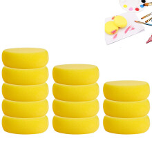12 PCS Yellow Round Artist Sponges - Soft Face Painting Sponges for Pottery Art & Craft, Ceramics