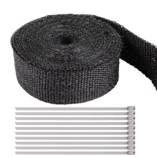 ASelected 10M Car Exhaust Wrap, Thermal Insulation Tape, Titanium Car Heat Wrap Roll Kit with 10 Stainless Steel Ties, for Motorcycle Car Exhaust Pip
