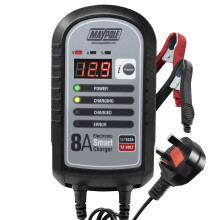 Maypole 8A 12V Electronic Smart Car Battery Charger Fully Automatic 9 Stage Charging Cycle Lead Acid AGM Car Van Caravan Motorhome Tractor
