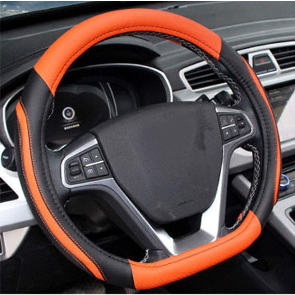 D Cut Steering Wheel Cover - D Shaped Flat Bottom Microfiber Leather Anti-Skid Breathable Fit 14.5"-15" (Orange) Orange 91644350