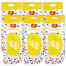 Jelly Belly Car Air Freshener, 3D Gel, 30 Day Long Lasting Fragrance, Yellow Hanging Novelty Car Scent Accessory - Lemon Drop 6 Pack