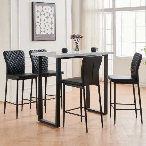 (BLACK-PU, 4pcs) Bar Stools Counter Chairs Kitchen Island Dining Room 1