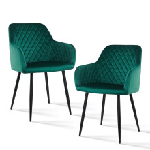 (GREEN-Velvet, 2pcs) Dining Chair with Metal Leg for Living Room Kitchen Office
