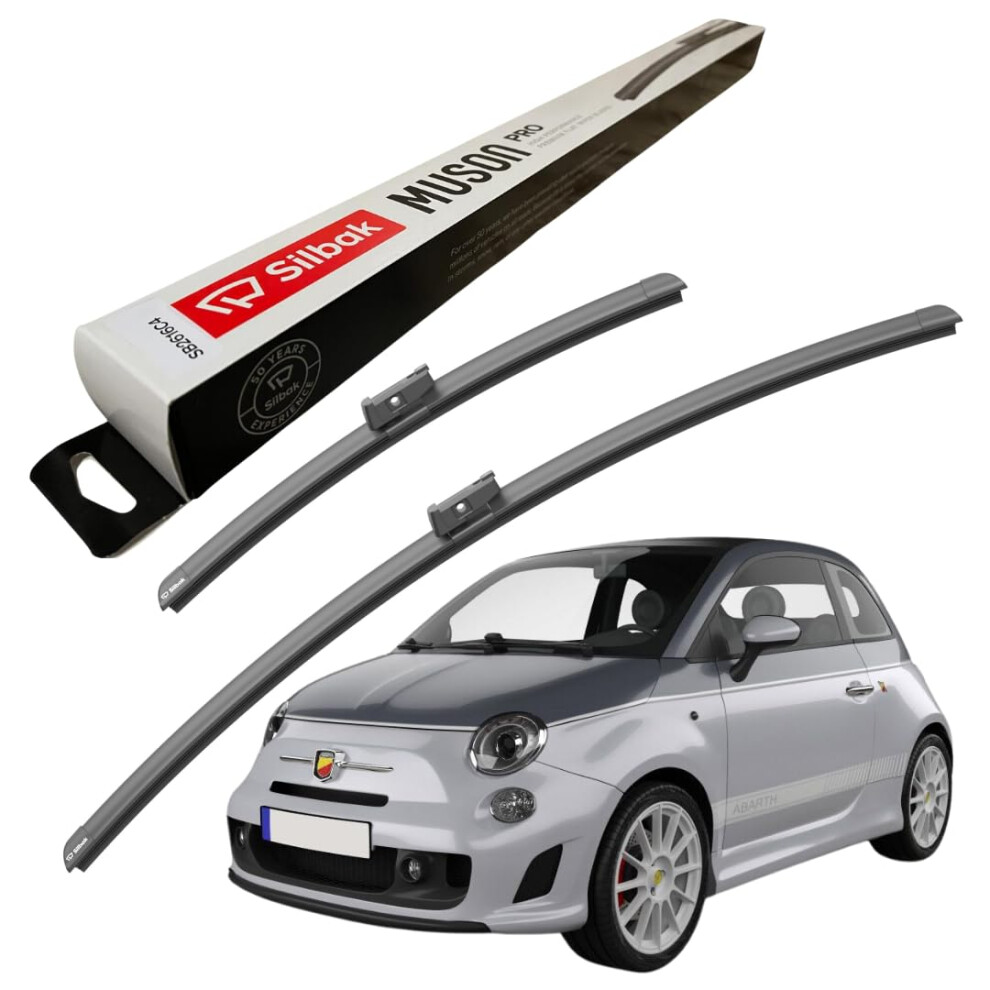 Silbak Windscreen Wipers, Fits For Abarth (Fiat) 500C (09/2009 Onwards) Front Wiper Blades, 600Mm/350Mm 87144635