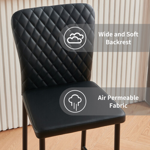 (BLACK-PU, 4pcs) Bar Stools Counter Chairs Kitchen Island Dining Room 2