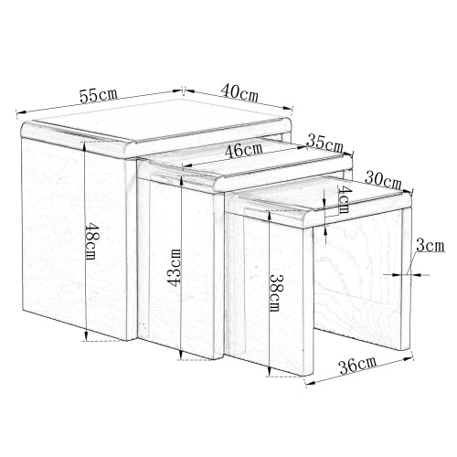 (BLACK) Nested Coffee Table Set of 3, Stackable Side Tables 2