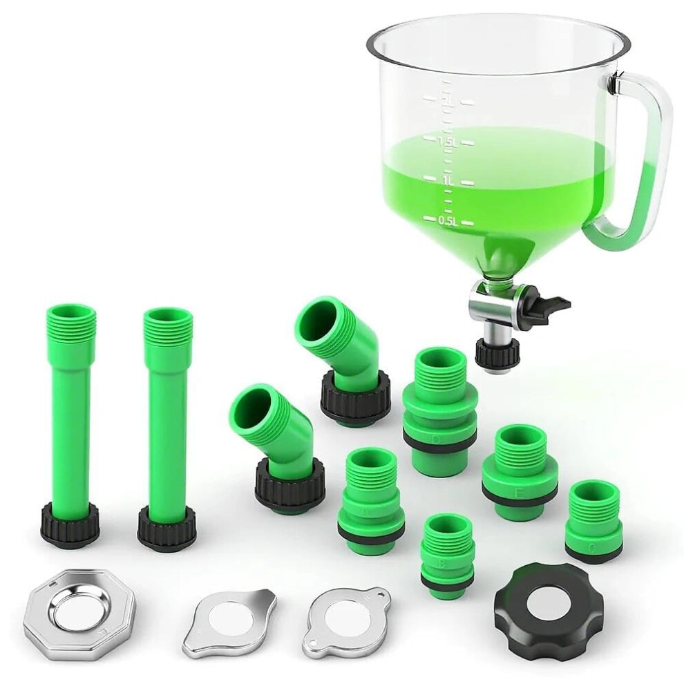 Swanlake No-Spill Coolant Funnel Kit,Spill Proof Radiator Funnel Bleeder With Adapters.universal Fitment15pcs. 88498690