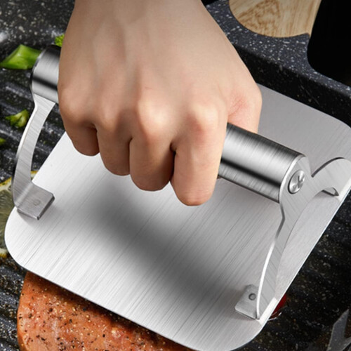 Stainless Steel Burger Press for Griddle with Ergonomic Handle, Rust Resistant Grill Smasher 2
