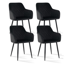 (BLACK-Velvet, 4pcs) Dining Chair with Metal Leg for Living Room Kitchen Office
