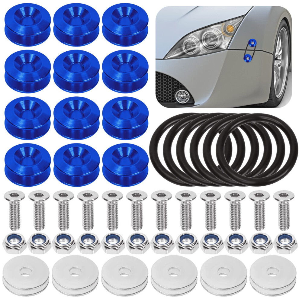 Swpeet 54Pcs - 3 Pairs Quick Release Fastener Kit, Universal Aluminum Bumper Clips Quick Release Front Rear Bumper Fasteners Trunk Front Rear Bu Blue 30070646