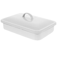 2Pcs White Enamel Baking Tray Heat-Resistant Oven Pan for Home Use