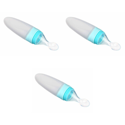 3 Pcs Baby Squeezing Feeding Bottle Silicone Spoon For Infant Cereal 2