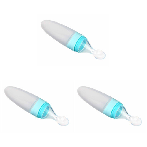3 Pcs Baby Squeezing Feeding Bottle Silicone Spoon For Infant Cereal 1