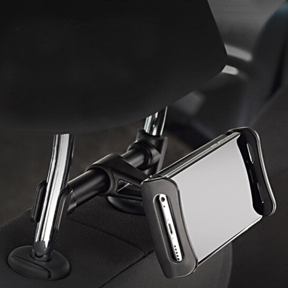 Adjustable Car Headrest Mount With 360 Rotation For Tablets Phones Black 4921382871087
