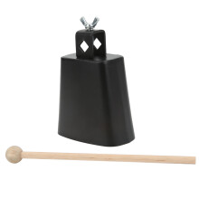 Cencerro con baqueta, tambor de percusión de metal de superficie lisa, construcción de acero, ideal para actuaciones en banda. Sonido nítido y