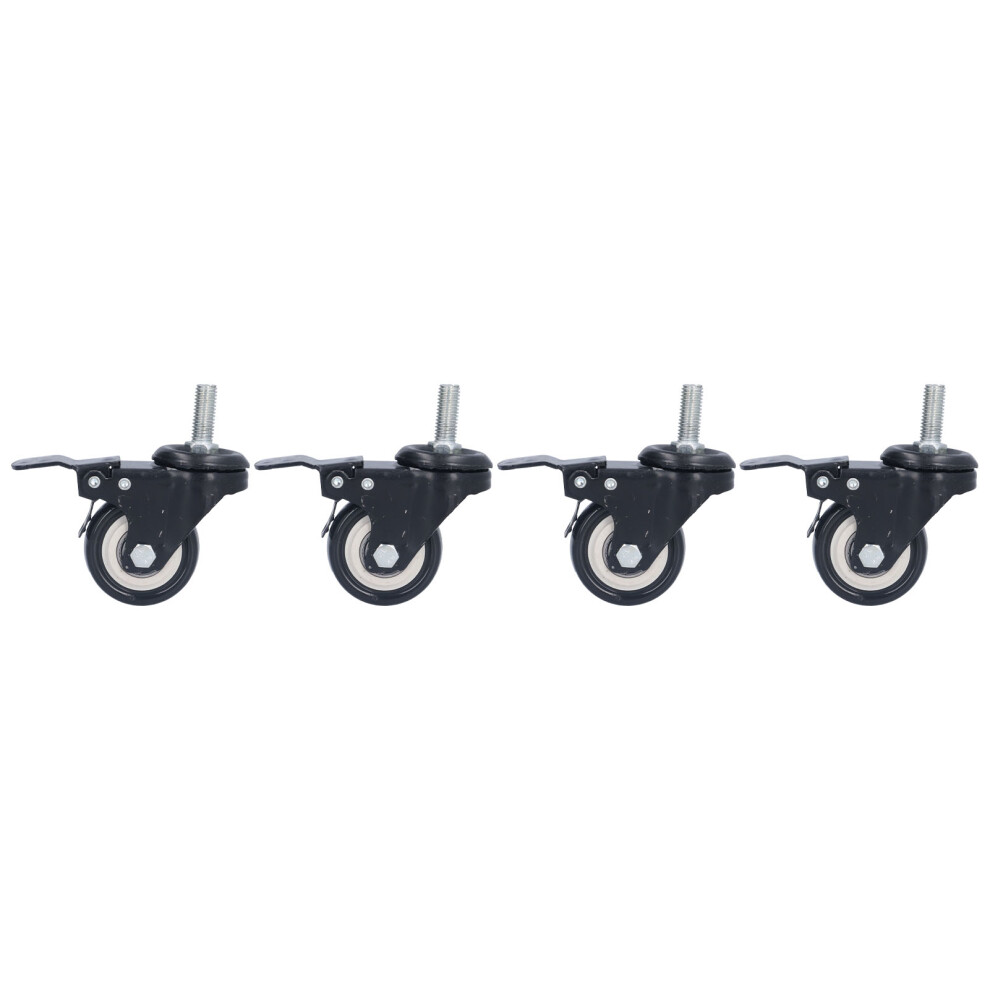 Swivel Caster Wheels Heavy Duty Threaded Stem Casters Double Locking Brake Polyurethane Wheels Smooth Movement No Noise Floor Protection High Load 9358999933566