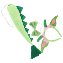 3Pcs Dinosaur Role Play Costume Green Plush Headband and Tail for Kids