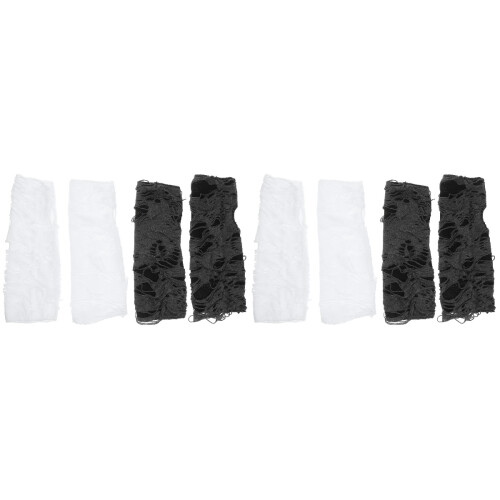 4Pairs Decorative Fingerless Gloves Polyester Ripped Gothic Style 2